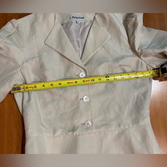 J. Peterman Silk Linen Taupe Cropped Blazer Jacket Women’s Size 4 - Picture 5 of 7